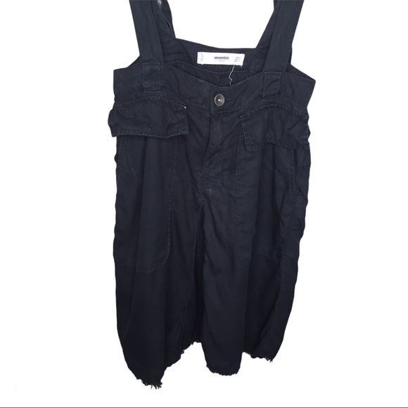MANGO CASUAL Jean Pinafore/Overall Skirt With Pockets Black Size XS - Picture 6 of 8